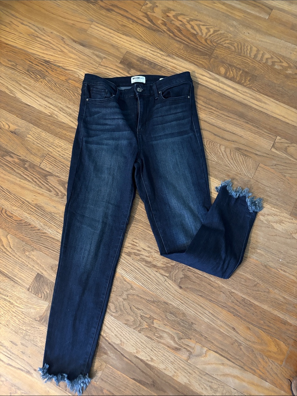 William Rast Dark Indigo Frayed-Hem Cropped Jeans